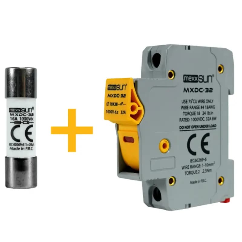 Mexxsun 20 A 1000 V DC Sigorta ve Sigorta Yuvası - 12 Adet