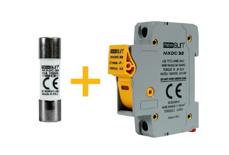 Mexxsun 32 A 1000 V DC Sigorta ve Sigorta Yuvası - 12 Adet