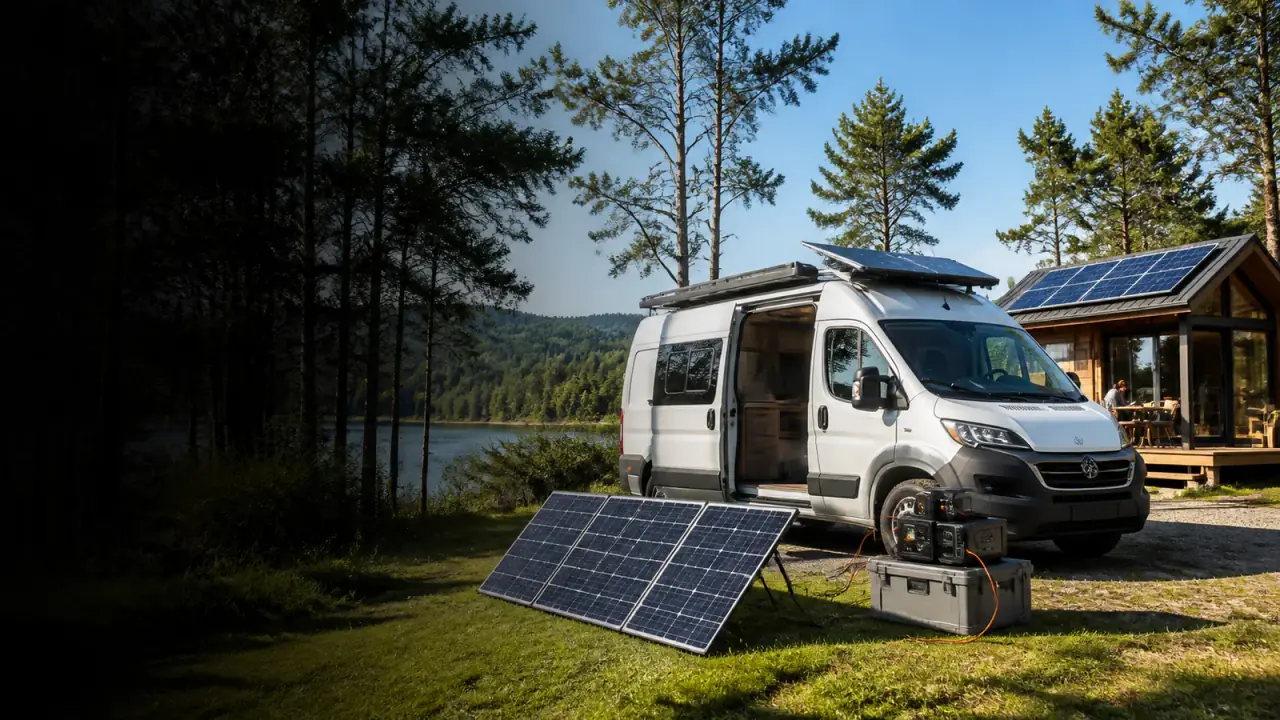 Güneş enerjisi kullanan karavan ve kır evi
